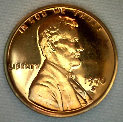 1970 S Lincoln Penny One-Cent Proof U.S. Mint Copper Coin 1c From Proof Set • $2.50