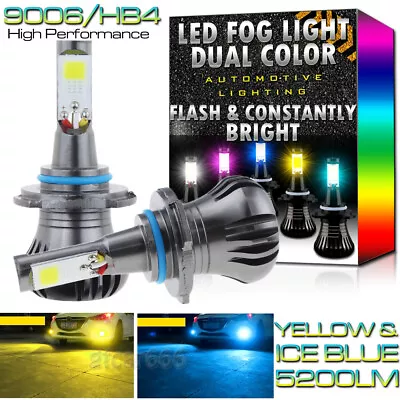 9006 HB4 LED DRL Fog Driving Light Bulb Dual Color Strobe Flash Yellow Ice Blue • $19.98