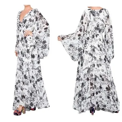 NWT Meghan LA Fabulous Sunset Maxi Dress Chiffon In Dahlia White Size 3X Plus • $62.50