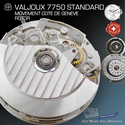 $410 • Buy MOVEMENT WERK ETA VALJOUX 7750, AUTOMATIC, ELABORE, Côte De Génève Rotor