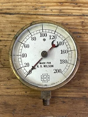 Antique K. R. Wilson Brass Auto Machine Gauge Made By Us Gauge Co. Ny • $85