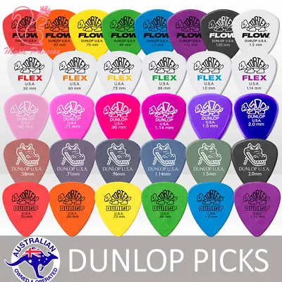 Genuine Jim Dunlop Guitar Picks 🐢TORTEX FLEX DELRIN FLOW Pick Plectrum Mediator • $11.19