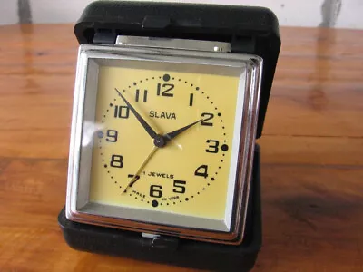 USSR SLAVA Vintage Soviet Mechanical Travel Alarm Clock 1987 • $18.95