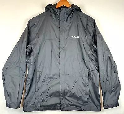 Columbia Watertight II Rain Jacket Mens Large Black Omni-Tech Hooded Windbreaker • $19.97