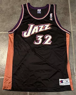 Utah Jazz Karl Malone Vintage Champion Mens Jersey Size 48 • $45