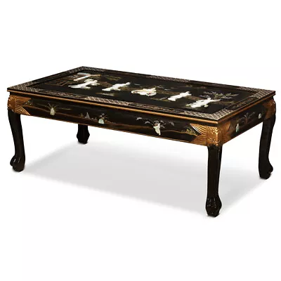 US Seller - Black Lacquer Mother Of Pearl Chinese Coffee Table • $978