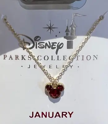 Disney Parks Mickey Mouse Swarovski Birthstone Necklace Gold JANUARY New • $19.95
