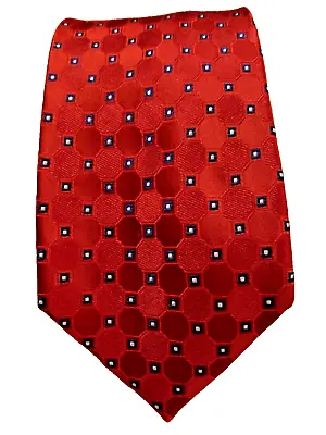Tommy Hilfiger Designer Men's 100% Silk Red Navy Logo Neck Tie • $32.73