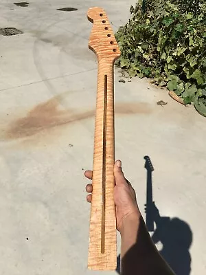 New Tiger Flame Maple Guitar Neck 21Fret 25.5Inch Dot Inlay Gloss Paint ST • $79.99