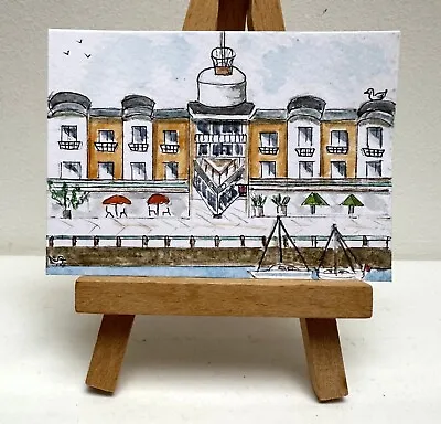 ACEO Brighton Marina Original Miniature Watercolour & Ink Painting • £4.99