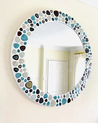 £60 • Buy Aquamarine Pebble Round Mosaic Mirror
