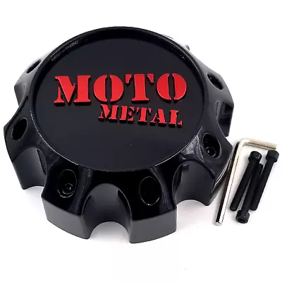Moto Metal Gloss Black W/ Red 8 Lug Bolt On MO992 Center Cap 1079L170MO3GBR-H62 • $38