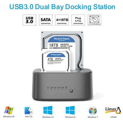 £28.99 • Buy USB 3.0 Docking Station 2.5 /3.5  SATA HDD SSD Dual Hub Hard Drive Backup Cloner