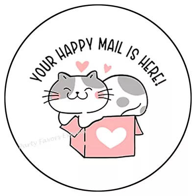 Your Happy Mail Is Here Cat Envelope Seals Labels Stickers Party Favors • $2.29