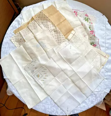 Lot Of 27 Vintage Handkerchiefs Granny Core Lace Embroidered Mixed Lot • $20