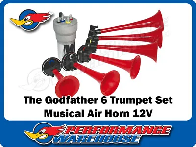 The Godfather 6 Trumpet Musical Air Horns 12V Car Truck Boat AAA-1259 • $53.56