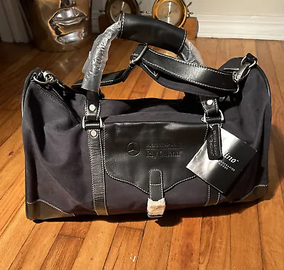 Mercedes Benz Financial Black Leather Canvas Bellino Duffel Bag Duffle • $75