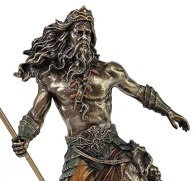 8 1/4 Poseidon Holding Trident GREEK MYTHOLOGY God Of Sea Statue Bronze Color • $65.25