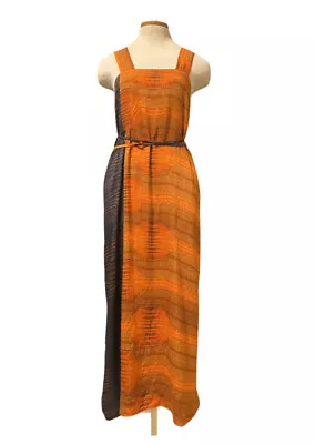 Malia Mills Chevron Striped Maxi Dress Wide Straps Asymmetrical Tribal Hippie • $36