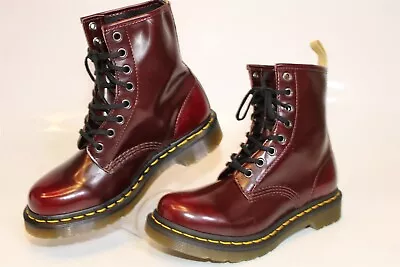 Dr. Martens Vegan 1460 Lace Cherry Red Rub Off Womens Size 6 37 Ankle Boot 14585 • $40