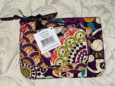 Cosmetic Trio By Vera Bradley-Plum Crazy-RETIRED HTFNWT • $24.30