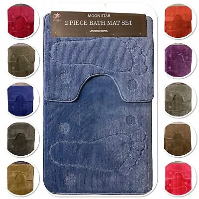 £8.99 • Buy 2Piece Bath Mat Set Non Slip Soft Bathroom Door Mats Toilet Pedestal Shower Rugs