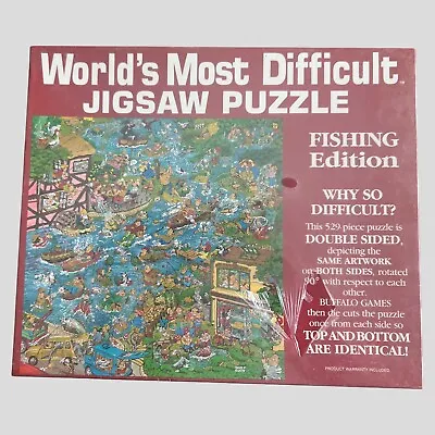 World's Most Difficult Jigsaw Puzzle Two Sided Fishing Edition 529 Pieces NEW • $11.69