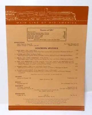 $9.99 • Buy Vintage 1967 Illinois Central Railroad Dining Car Luncheon Menu