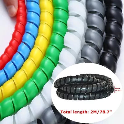 £5.49 • Buy 2M Spiral Cable Wire Cord Wrap 8mm Line Protector Winder Organizer Tool