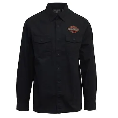 Harley-Davidson Men's Black Beauty Bar & Shield L/S Woven Shirt (S52B) • $25.03