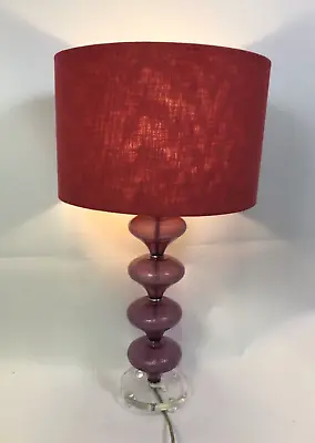 Mauve Crackle Glass Stem Table Lamp • £69