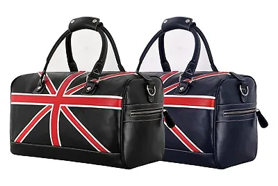 UNION JACK FLAG Travel Holdalls Duffle Bags Weekend Bag Genuine Leather Luggage • £98.99