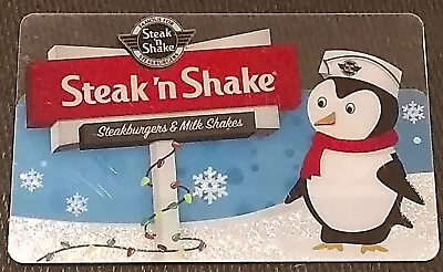 NEW Unused STEAK N SHAKE Christmas Penguin W Red Scarf GIFT CARD No Cash Value • $1.97
