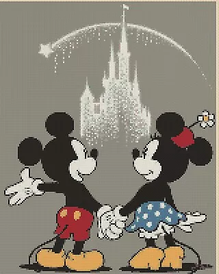 £4.50 • Buy Cross Stitch Chart  Mickey Mouse & Minnie Wish Upon A Star Flowerpwoer37