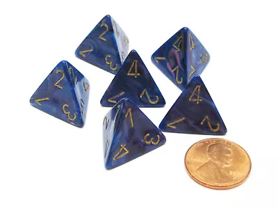 Lustrous 18mm 4 Sided D4 Chessex Dice 6 Pieces - Purple With Gold • $6.79