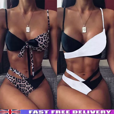 New Women Bandage Bikini Set Padded Push Up Swimwear Swimsuit Bathing Suit Beach • £6.69