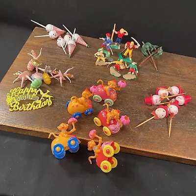 Vintage Cake Topper Lot Japan Cup Cake Decoration Pirates Monkeys Clowns Ballet • $37.99