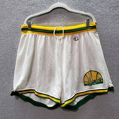 VINTAGE Seattle Supersonics Men Activewear Shorts XL White Champion Logo USA • $66.42