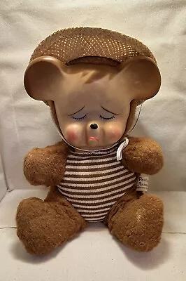 Vintage 12  Pouting Animal Brown Bear Knickerbocker Plush Rubber Face Sad • $29.99