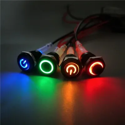 Push Button 12mm Momentary Switch Waterproof Car Boat Led Light 3v-24v110v-220v • $3.99