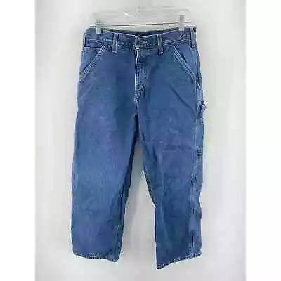 Carhartt Blue Denim Dungaree Blanket Lined Carpenter Work Jeans - Men's 31 X 30 • $50