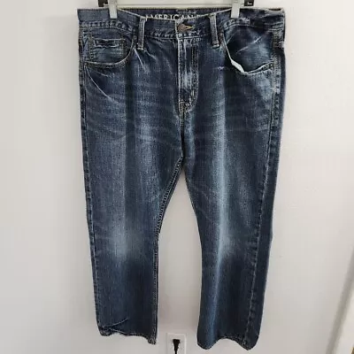 American Eagle Jeans Mens 36x32 Inseam 30 Dark Blue Denim Relaxed • $15.98