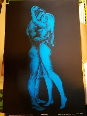 BLUE LOVE VINTAGE 1969 CARESS BLACKLIGHT HEADSHOP POSTER By HOUSTON -NICE! • $136.65