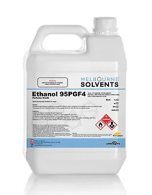 Ethanol 95PGF4 (Perfume Grade) Lower Odour 5 Litres Make Your Own Perfume • $62.99