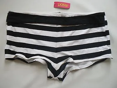 £7.50 • Buy RESORT Bikini Boy Shorts Black & White UK Plus Size 24 26 28 NEW TAGS