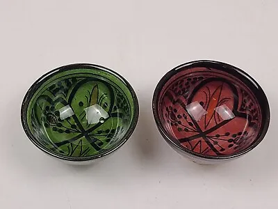 2 Safi Moroccan Small Sauce Dipping Bowls Dish Signed Pottery Decorative Decor • $8.79