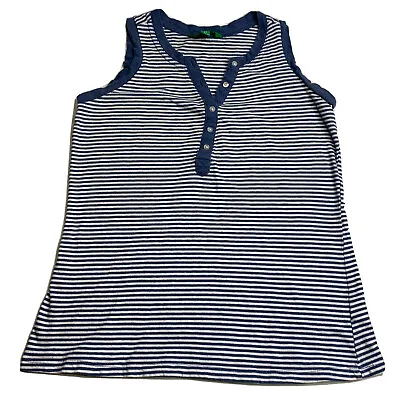 $3.59 • Buy Dip Button Tank Top Womens XS Blue White Striped Casual Ladies