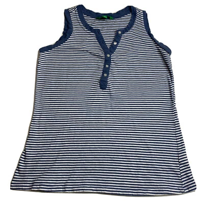 $3.59 • Buy Dip Button Tank Top Womens XS Blue White Striped Casual Ladies
