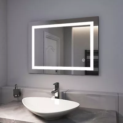 EMKE LED Bathroom Mirror With Shaver Socket Light Illuminated Demister Pad Touch • £79.99