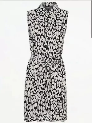 George Bnwt Black & Beige Animal Print Sleeveless Shirt Dress Size 20 • £12.99